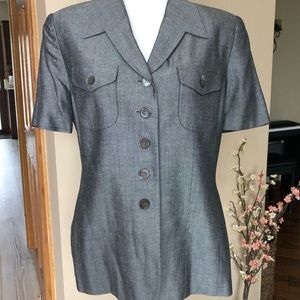 Metallic Gray Short Sleeve Blazer